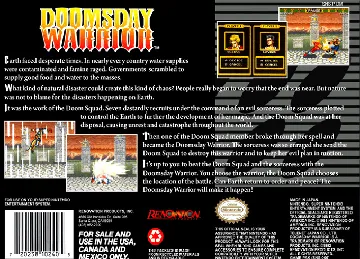 Doomsday Warrior (USA) box cover back